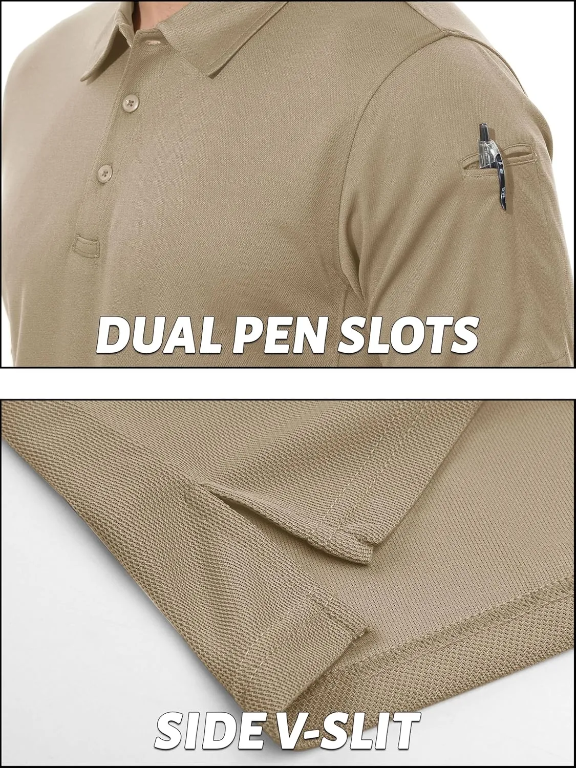 TACVASEN Men's Polo Shirts Dry Fit Tactical Golf Polos Short Sleeve Shirt UPF 50  Performance Collared Work Athletic
