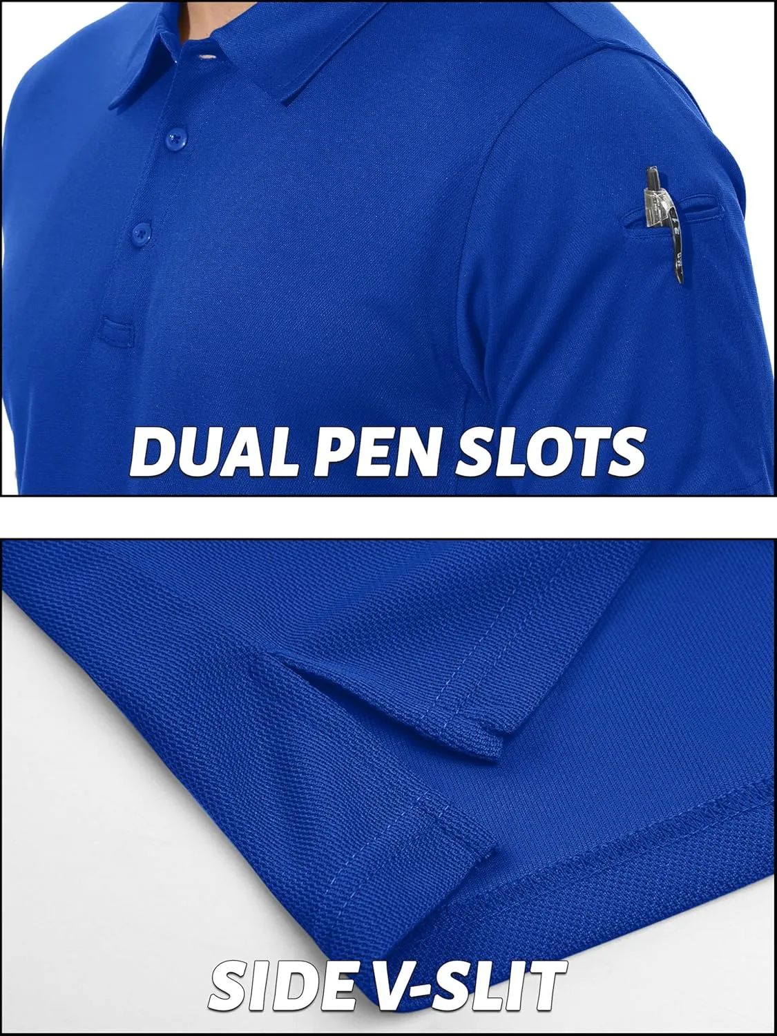TACVASEN Men's Polo Shirts Dry Fit Tactical Golf Polos Short Sleeve Shirt UPF 50  Performance Collared Work Athletic