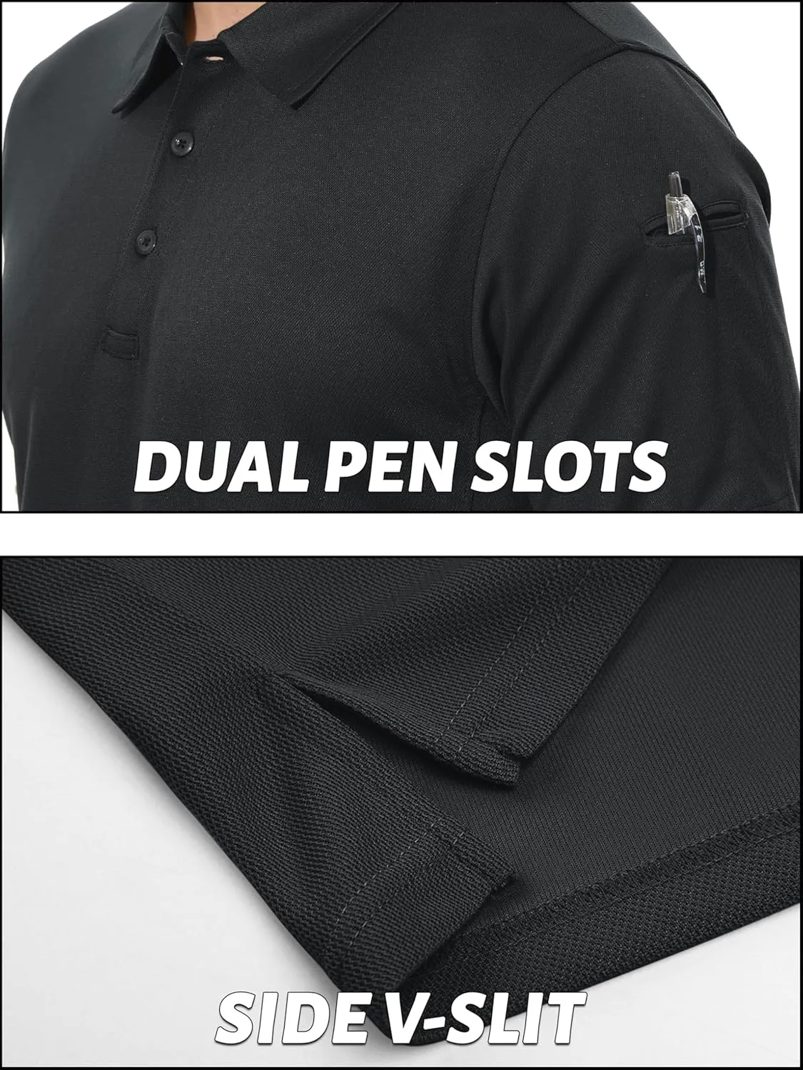 TACVASEN Men's Polo Shirts Dry Fit Tactical Golf Polos Short Sleeve Shirt UPF 50  Performance Collared Work Athletic