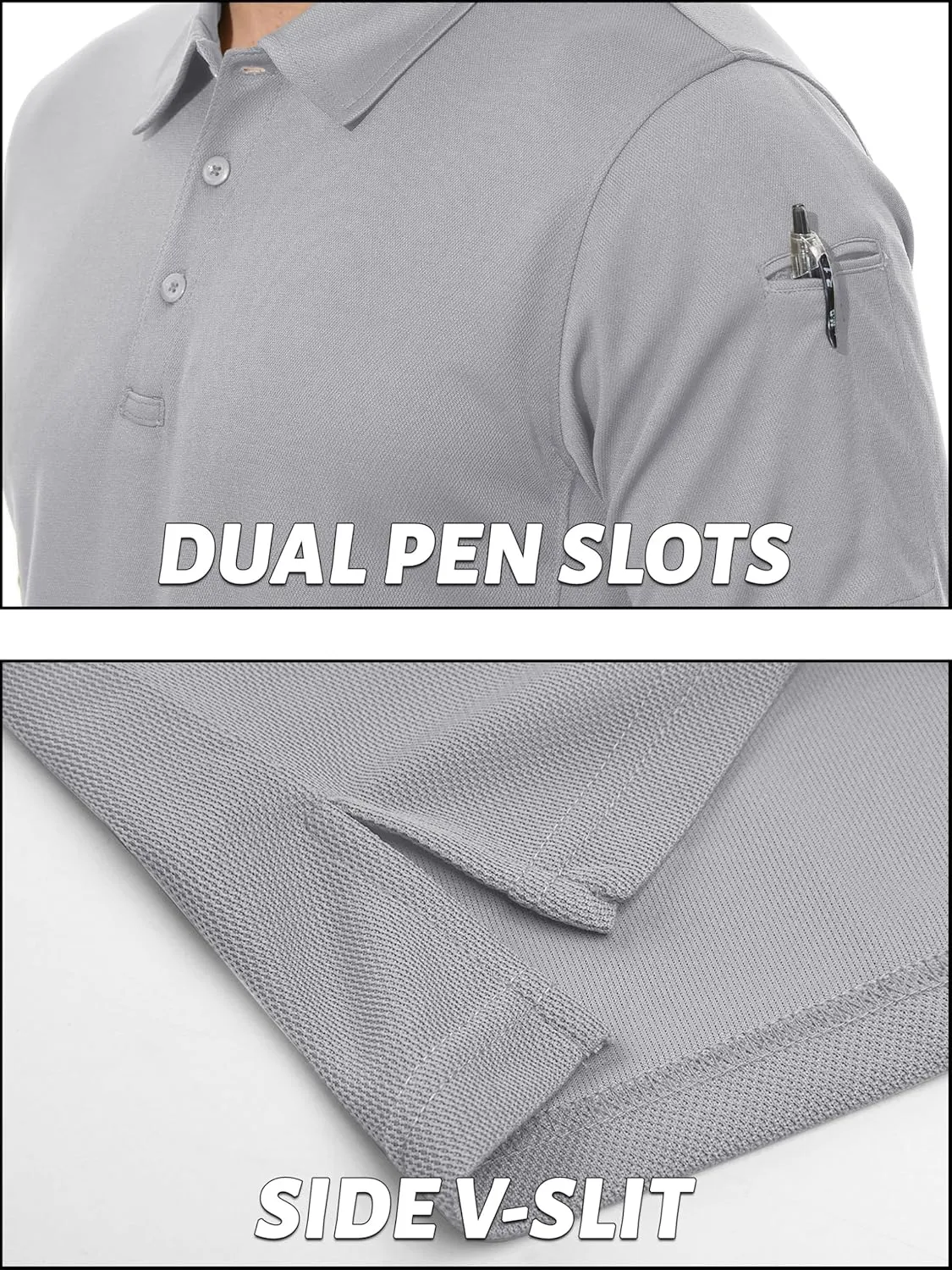 TACVASEN Men's Polo Shirts Dry Fit Tactical Golf Polos Short Sleeve Shirt UPF 50  Performance Collared Work Athletic