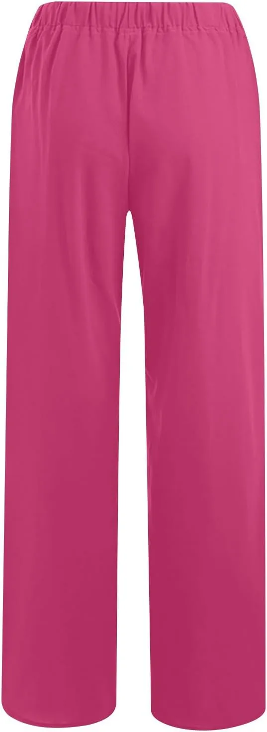 TARIENDY High Waisted Pants for Women Wide Leg Casual Summer Palazzo Trousers Loose Comfy Drawstring Pant with Pockets