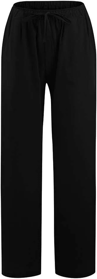 TARIENDY Petite Wide Leg Pants for Women Womens Elastic Waisted Pants Drawstring Wide Leg Trousers Summer Beach Outfits