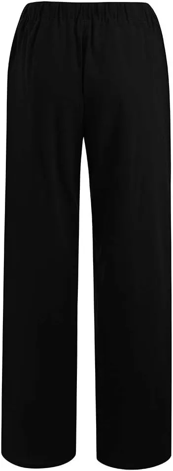 TARIENDY Petite Wide Leg Pants for Women Womens Elastic Waisted Pants Drawstring Wide Leg Trousers Summer Beach Outfits