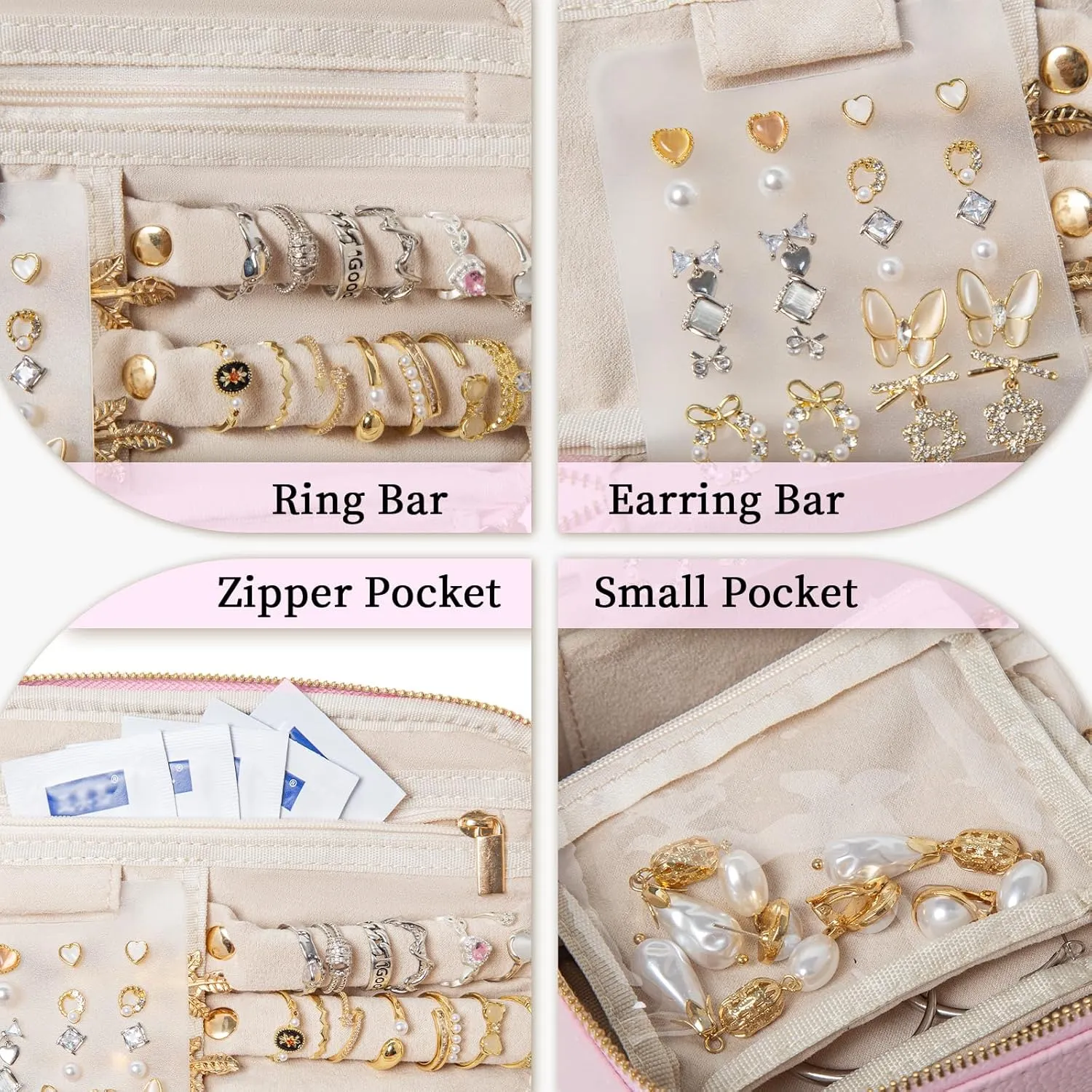 Travel Jewelry Box with 12 Pouches, Leather Jewelry Organizer Case for Women Girl for Necklace Earring Bracelet Ring, Jewelry Holder Organizer Box,Wedding Birthday Gift Idea
