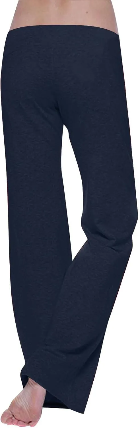 Trouser Style Yoga Pants for Women Drawstring High Waist Bootleg Flare Pants Casual Wide Leg Workout Leggings