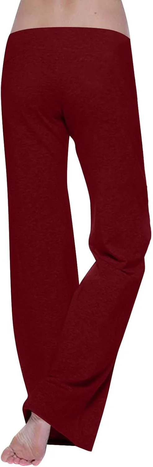 Trouser Style Yoga Pants for Women Drawstring High Waist Bootleg Flare Pants Casual Wide Leg Workout Leggings