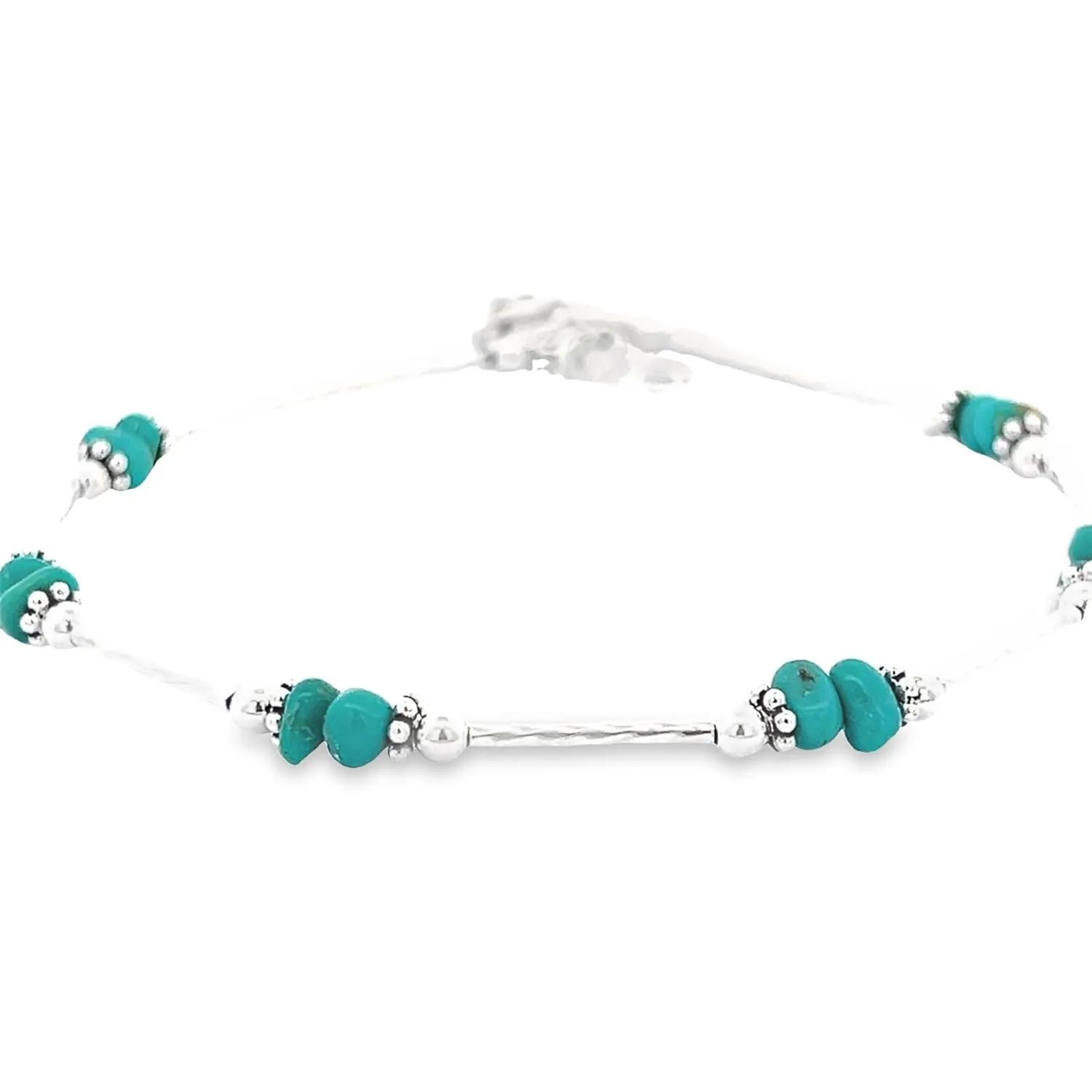 Turquoise Anklet Blue Sleeping Beauty Sterling Silver Beach Jewelry Vacation Bridesmaid Gift Wedding Cruise (Sleeping Beauty Average Size 8.5" to 10")