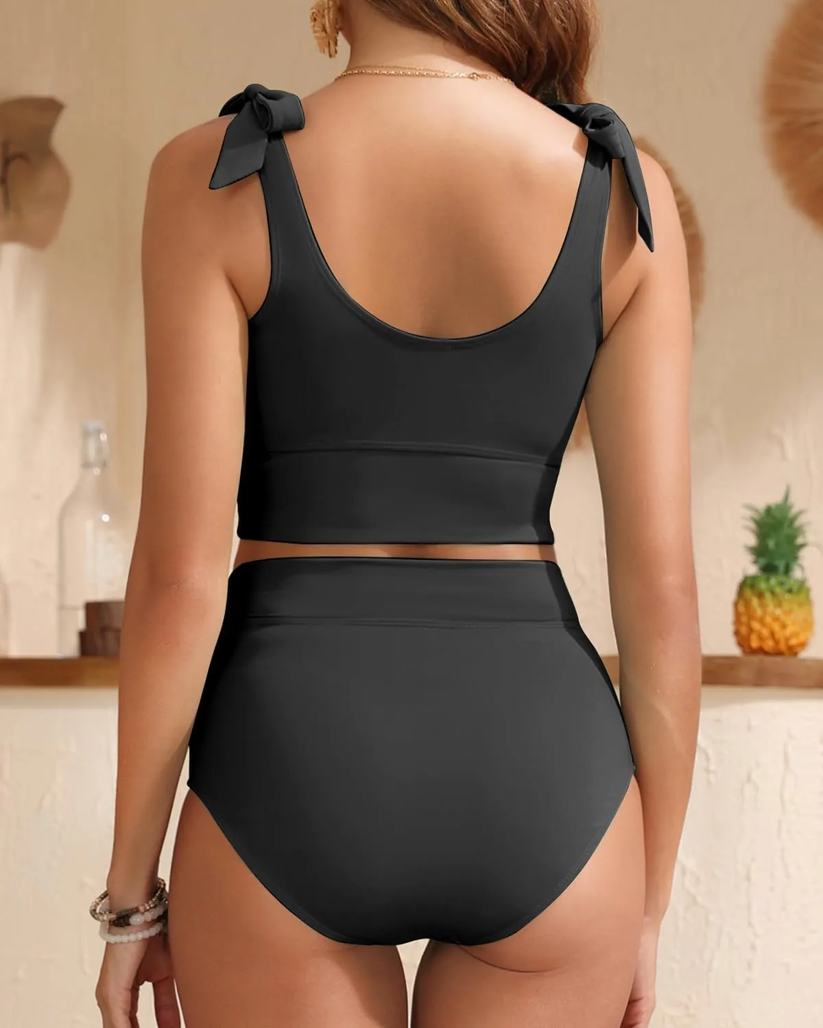 Two Piece High Waisted Swimsuits - Women Tummy Control Bikini Modest Bathing Suit 2PC 2025