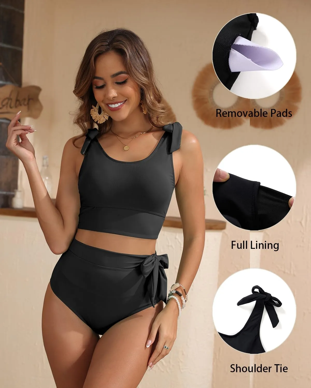 Two Piece High Waisted Swimsuits - Women Tummy Control Bikini Modest Bathing Suit 2PC 2025