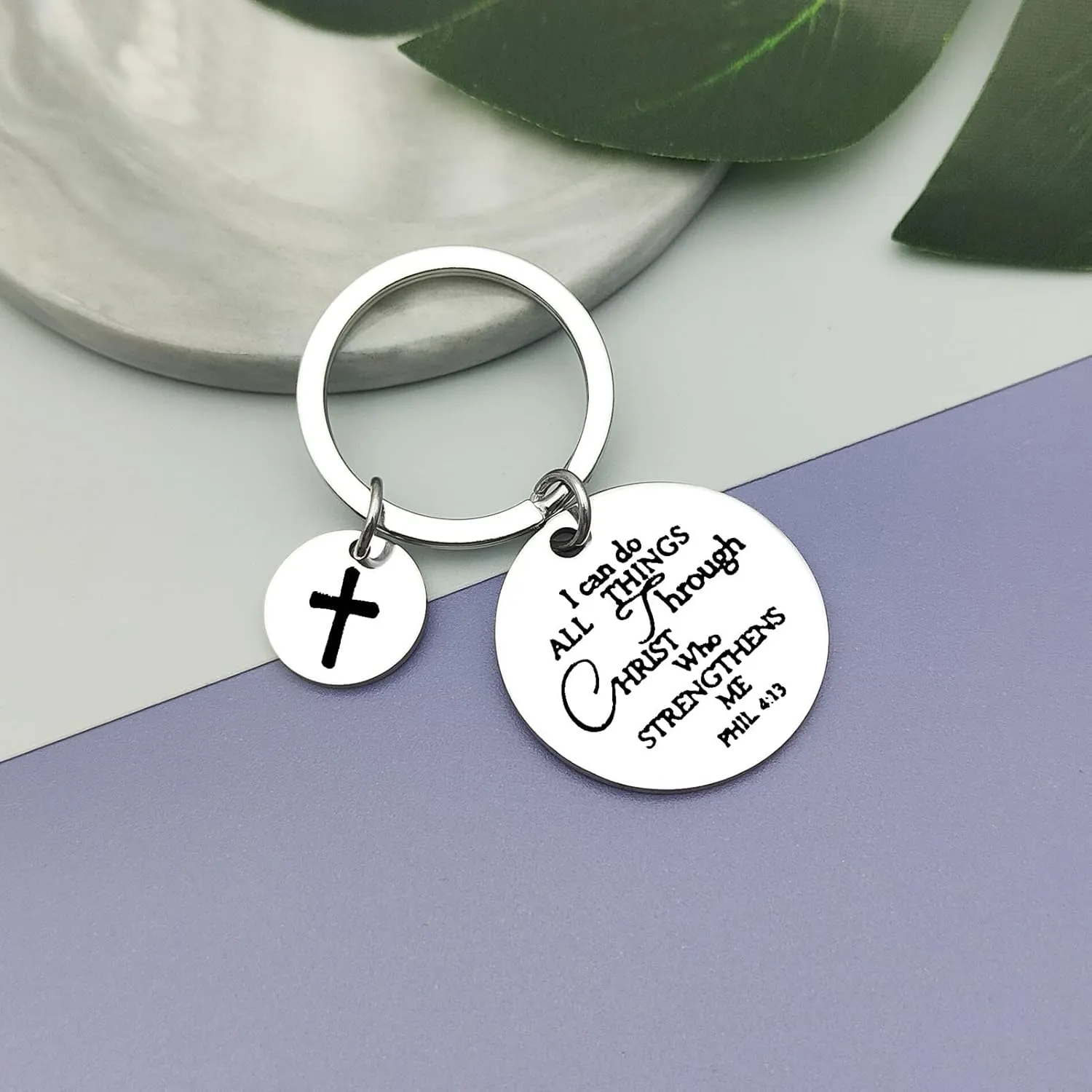 Vadaka Religious Faith Gift Jewelry Christian Keychain Inspirational Jewelry Baptism Keyring Bible Verse First Communion Gift