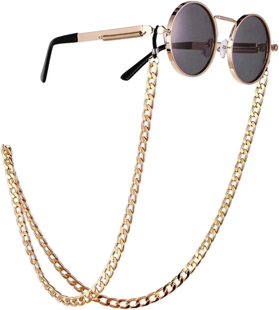 VALICLUD Strong Sturdy Hip-hop Sunglasses Chain Fashion Eyeglass Holder Male-design Gold