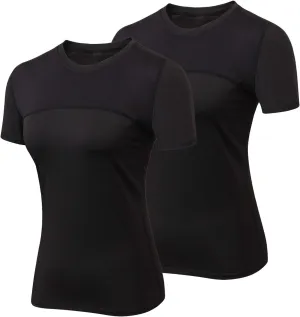 VEQKING Women's Compression T-Shirt 2-Pack MoistureWicking, QuickDry Activewear for Gym, Yoga & Running