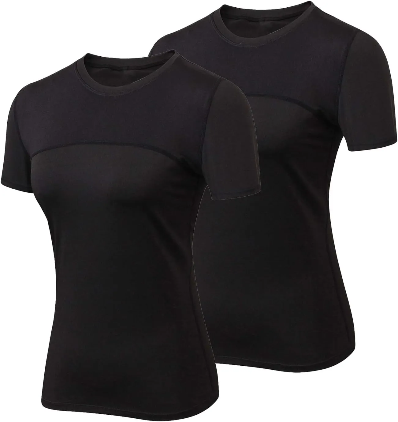 VEQKING Women's Compression T-Shirt 2-Pack MoistureWicking, QuickDry Activewear for Gym, Yoga & Running