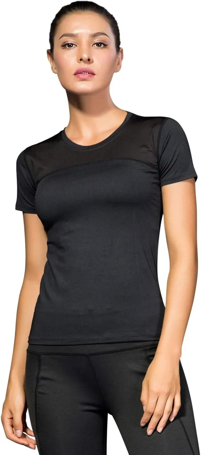 VEQKING Women's Compression T-Shirt 2-Pack MoistureWicking, QuickDry Activewear for Gym, Yoga & Running