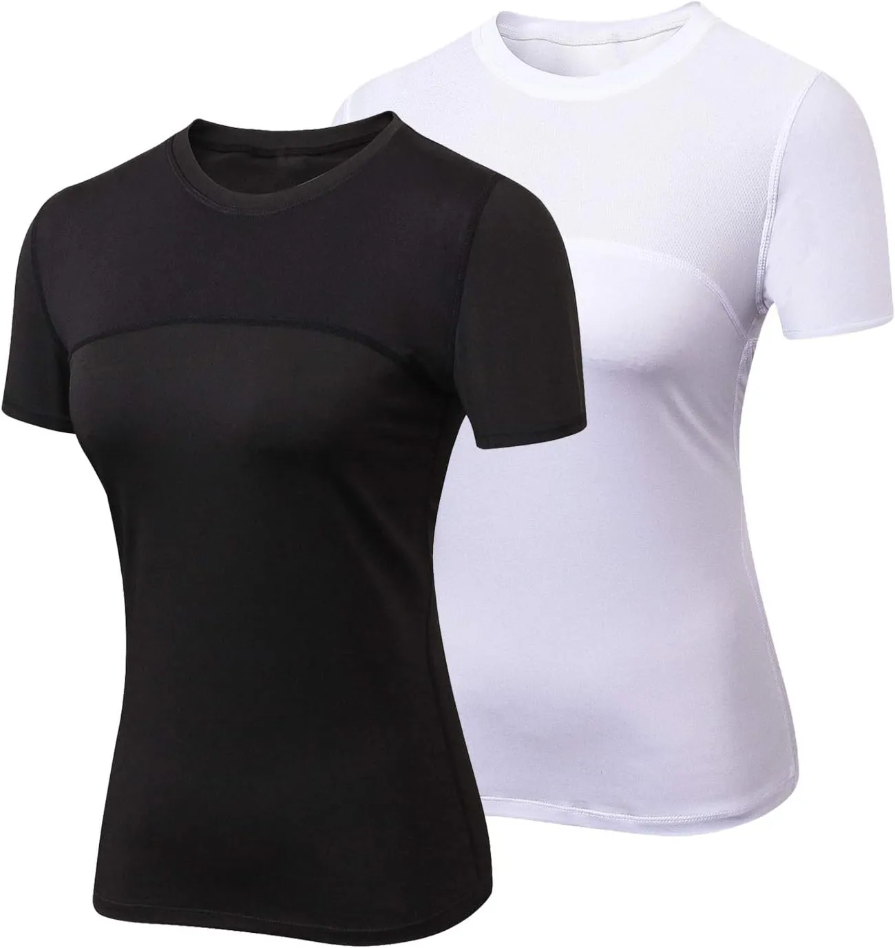 VEQKING Women's Compression T-Shirt 2-Pack MoistureWicking, QuickDry Activewear for Gym, Yoga & Running