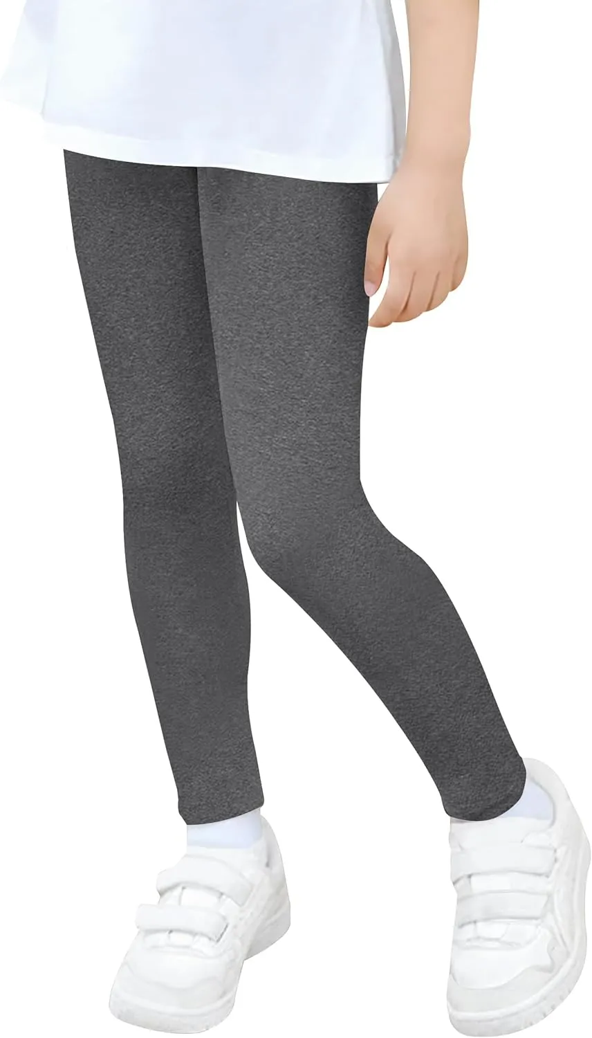 VOGRYE 4 Pack Girls Leggings Thick Cotton Leggings for Kids Full Length Pants Stretchy