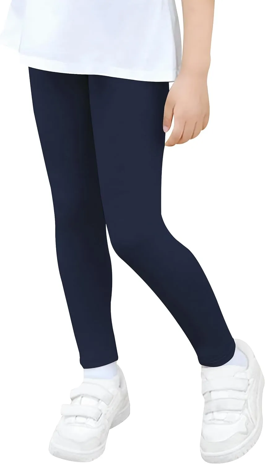 VOGRYE 4 Pack Girls Leggings Thick Cotton Leggings for Kids Full Length Pants Stretchy
