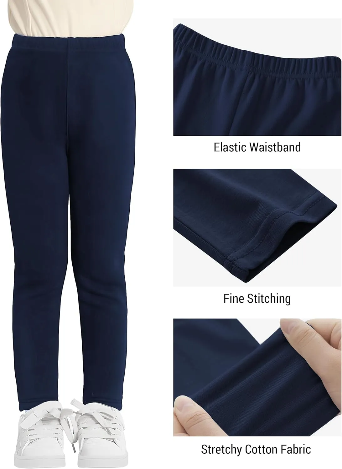 VOGRYE 4 Pack Girls Leggings Thick Cotton Leggings for Kids Full Length Pants Stretchy