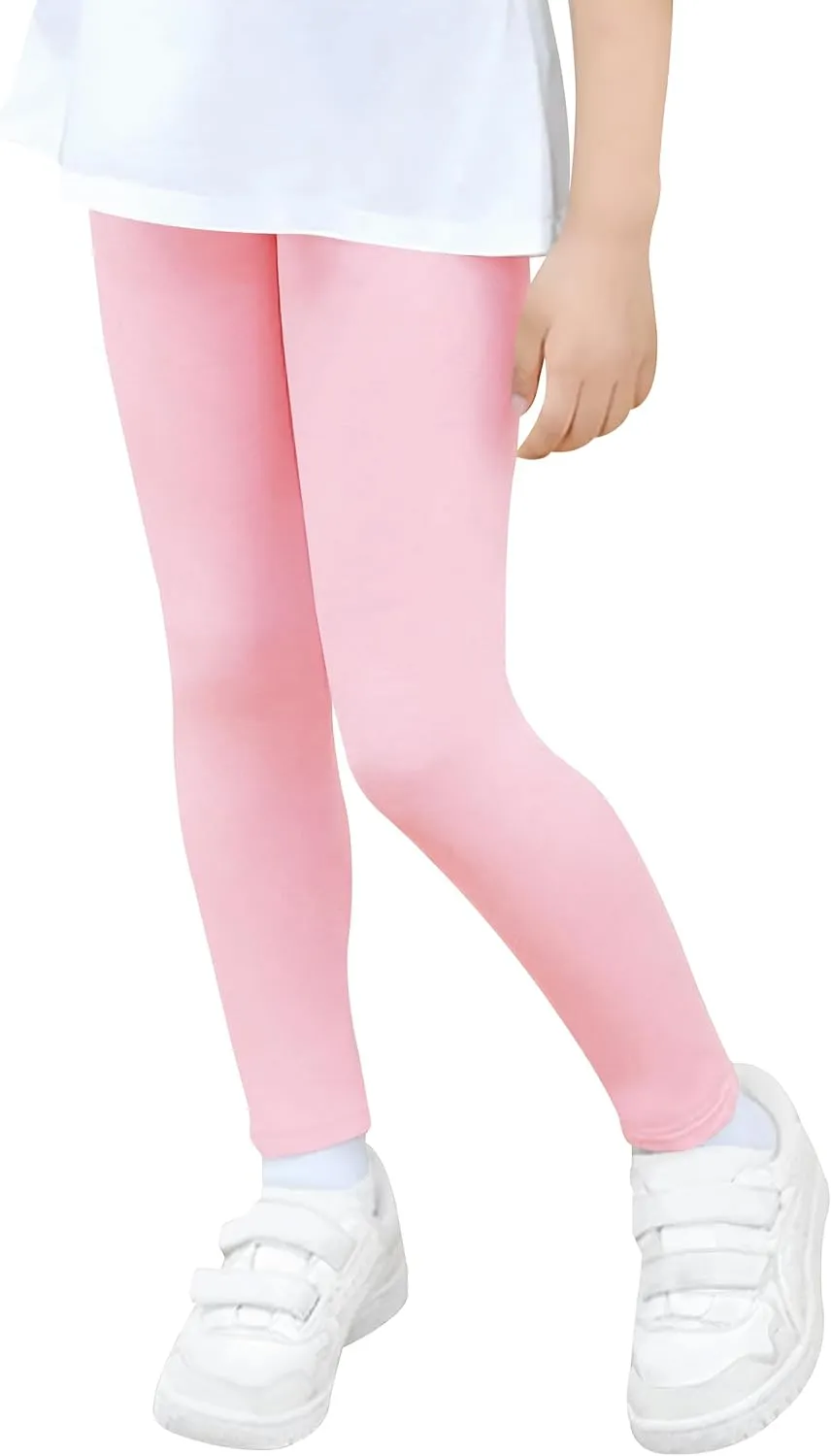 VOGRYE 4 Pack Girls Leggings Thick Cotton Leggings for Kids Full Length Pants Stretchy