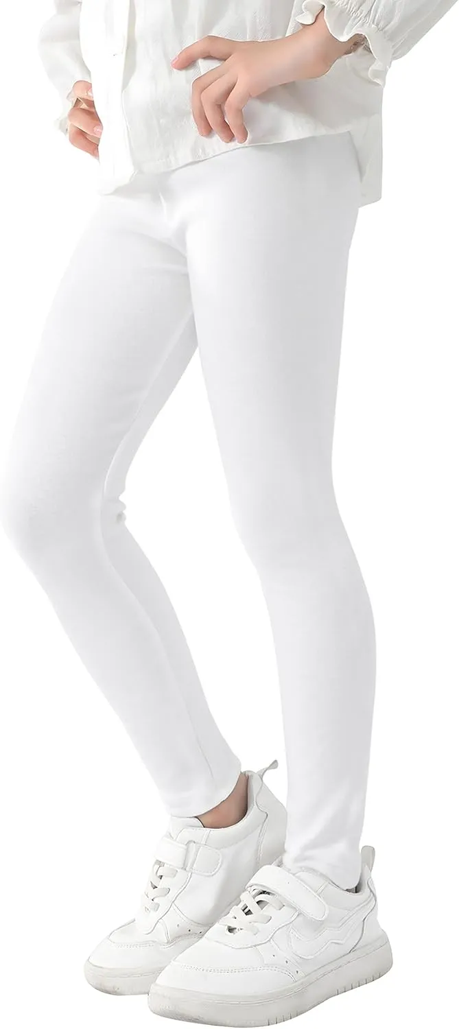 VOGRYE 4 Pack Girls Leggings Thick Cotton Leggings for Kids Full Length Pants Stretchy