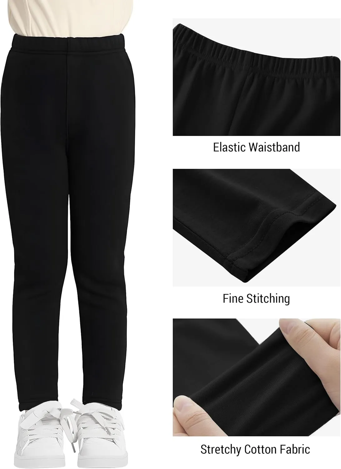 VOGRYE 4 Pack Girls Leggings Thick Cotton Leggings for Kids Full Length Pants Stretchy