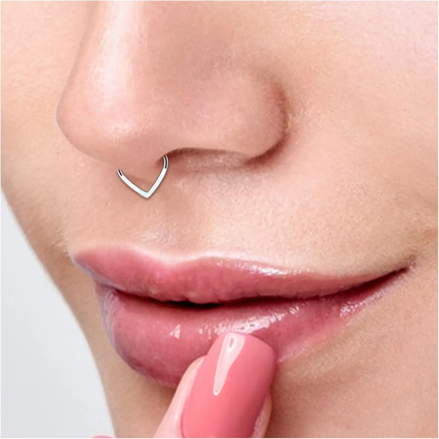 Vsnnsns Astm F136 Titanium Septum Rings 16G 18G 20G Daith Piercing Jewelry Clicker Septum Jewelry CZ Opal Septum Rings Daith Earrings Piercing Jewelry Hoops For Women Men