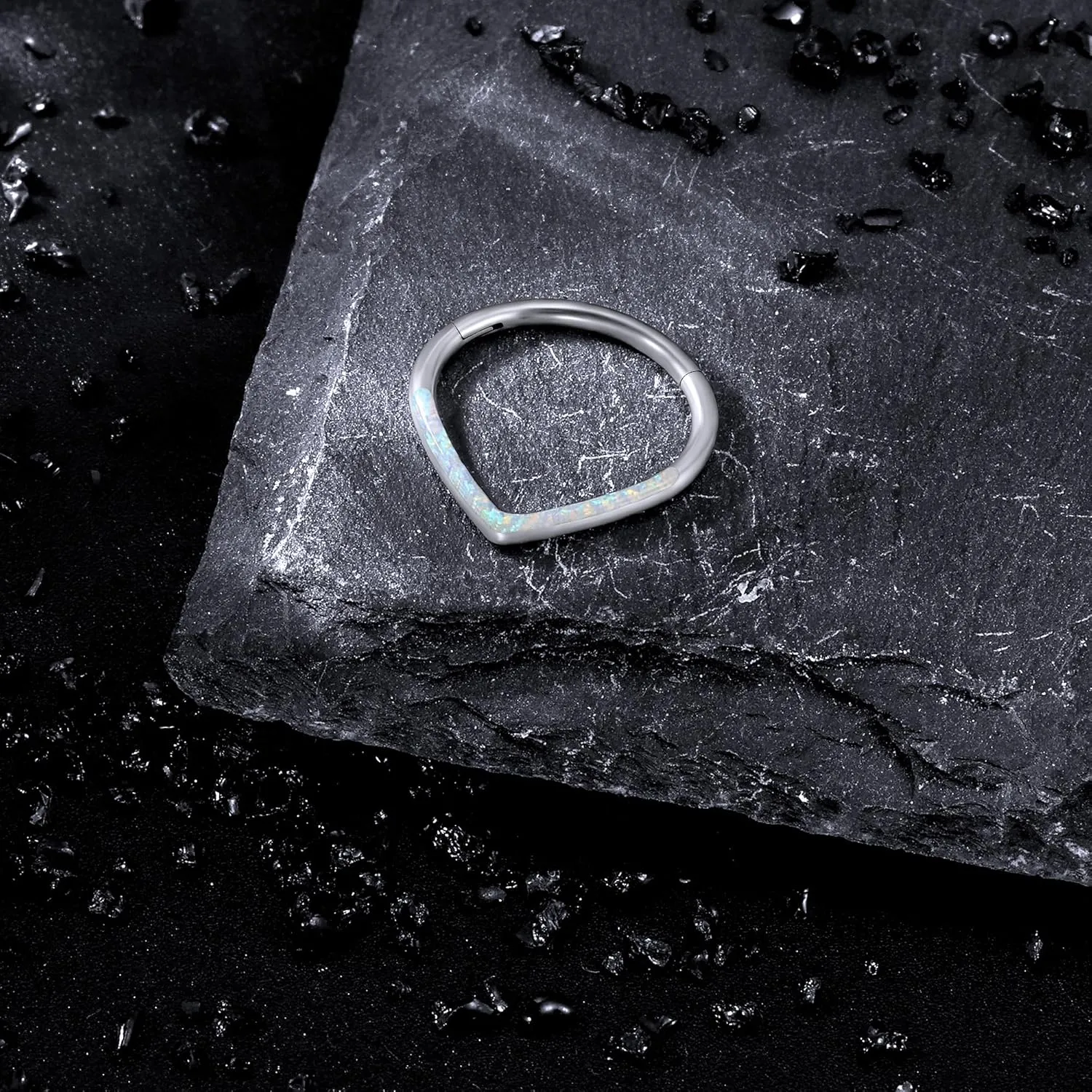 Vsnnsns Astm F136 Titanium Septum Rings 16G 18G 20G Daith Piercing Jewelry Clicker Septum Jewelry CZ Opal Septum Rings Daith Earrings Piercing Jewelry Hoops For Women Men