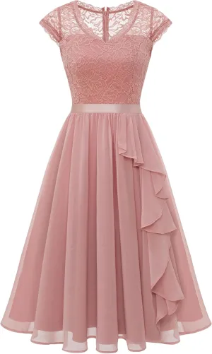 Wedtrend Women's Bridesmaid Dress 2024 Short Prom Dress Ruffle Wedding Guest Cocktail Dress Floral Homecoming Dress