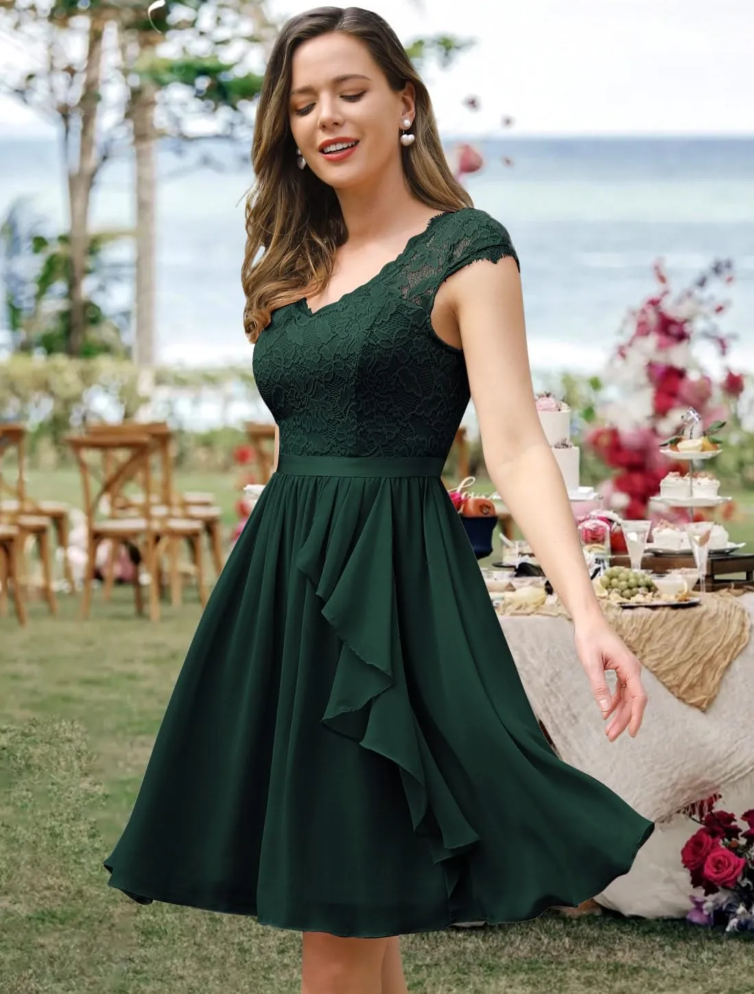Wedtrend Women's Bridesmaid Dress 2024 Short Prom Dress Ruffle Wedding Guest Cocktail Dress Floral Homecoming Dress