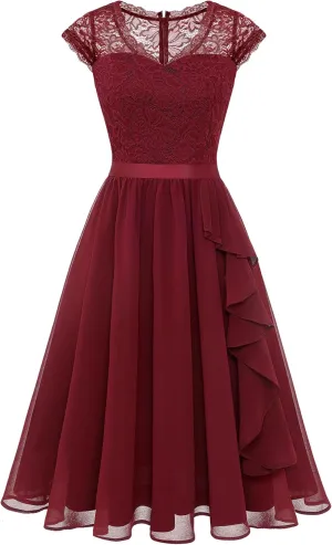 Wedtrend Women's Bridesmaid Dress 2024 Short Prom Dress Ruffle Wedding Guest Cocktail Dress Floral Homecoming Dress