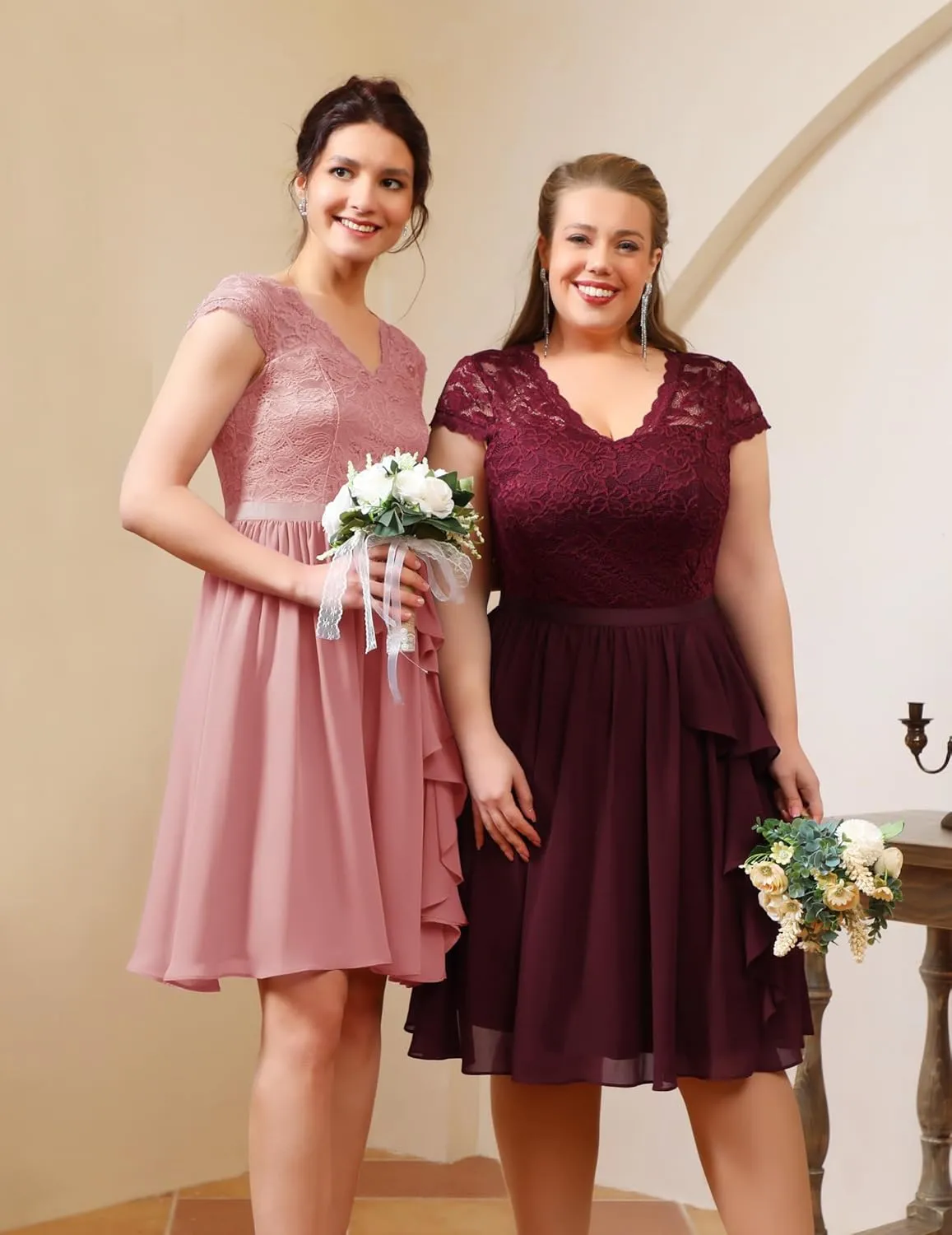 Wedtrend Women's Bridesmaid Dress 2024 Short Prom Dress Ruffle Wedding Guest Cocktail Dress Floral Homecoming Dress