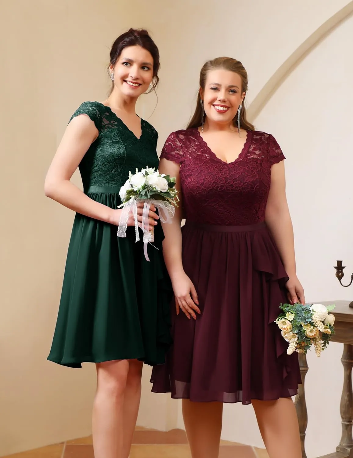 Wedtrend Women's Bridesmaid Dress 2024 Short Prom Dress Ruffle Wedding Guest Cocktail Dress Floral Homecoming Dress