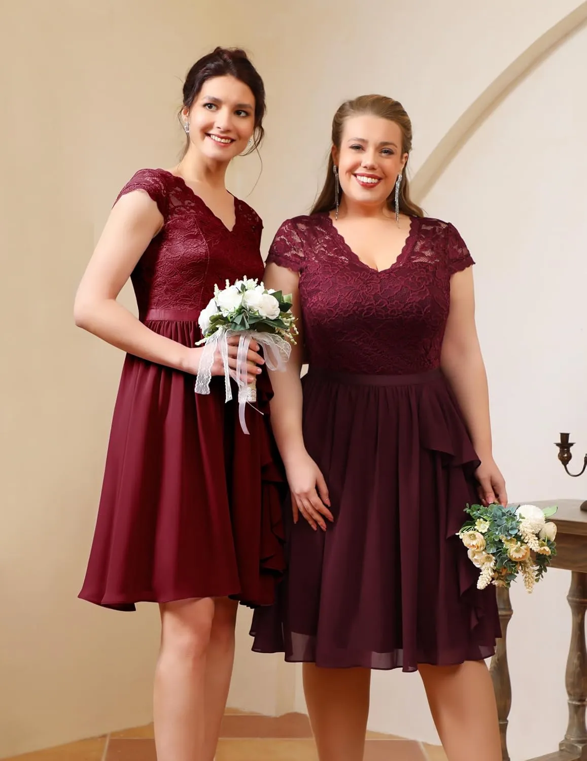 Wedtrend Women's Bridesmaid Dress 2024 Short Prom Dress Ruffle Wedding Guest Cocktail Dress Floral Homecoming Dress