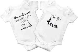 White & Grey Cotton Twin Rompers  Unisex Newborn Outfits for Boys & Girls  Soft, Comfy, Washable, 0-3, 3-6 Months