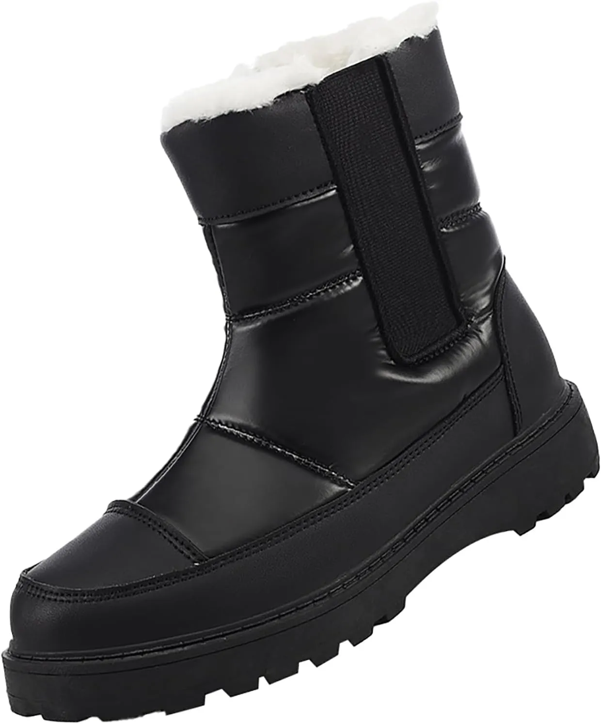 Winter White Boots for Women Size 12 Women's Snow Boots Waterproof White Women Winter Boots Women Waterproof Boots Women Mid Calf Flat Leather Winter Boots Prime of Day Deals