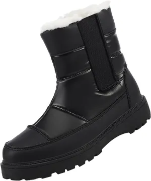 Winter White Boots for Women Size 12 Women's Snow Boots Waterproof White Women Winter Boots Women Waterproof Boots Women Mid Calf Flat Leather Winter Boots Prime of Day Deals