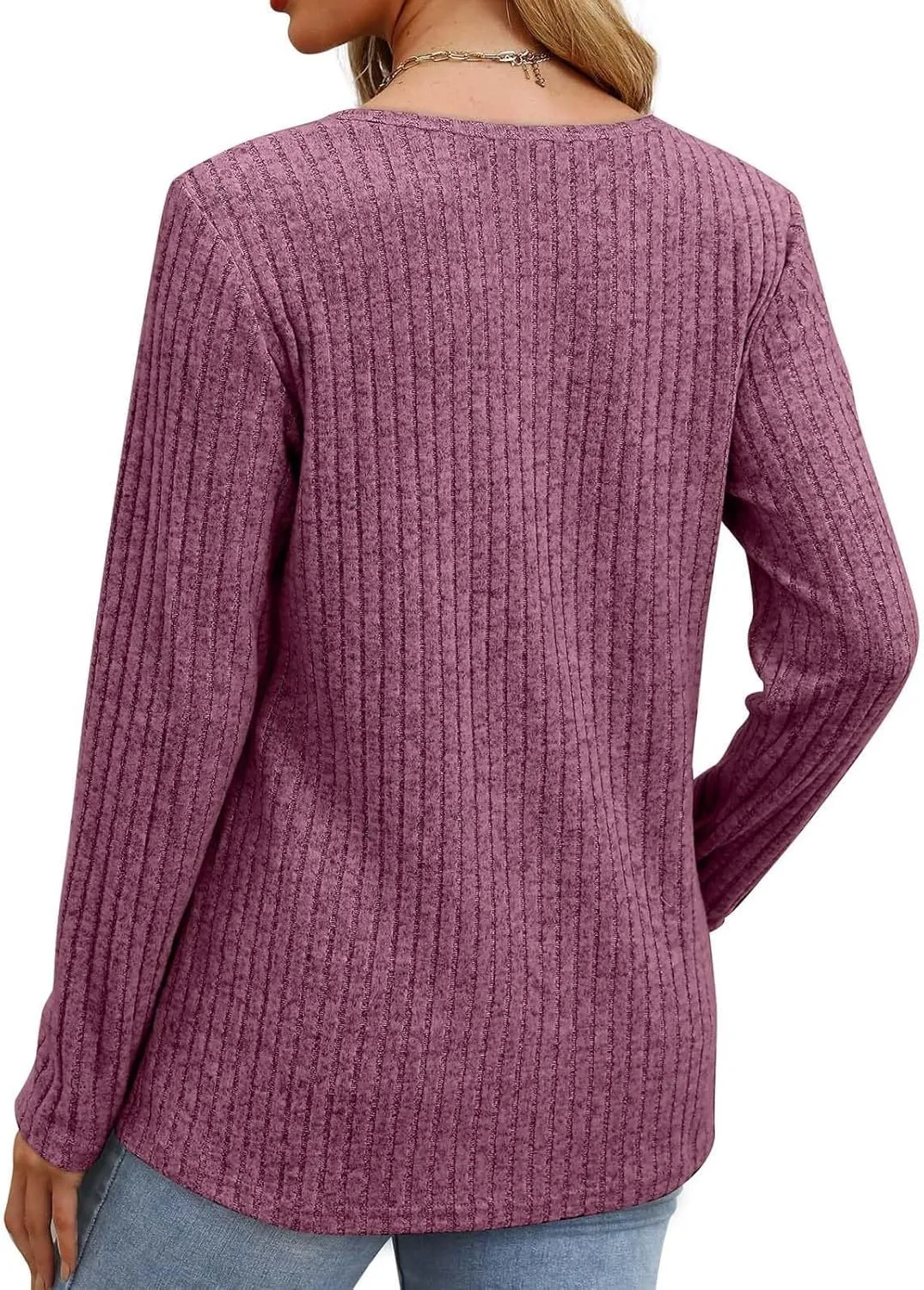 Women Casual Knit Sweaters Long Sleeve Shirts for Women Tunic Tops Dressy Pullovers Fashion Basic Lightweight Blouses