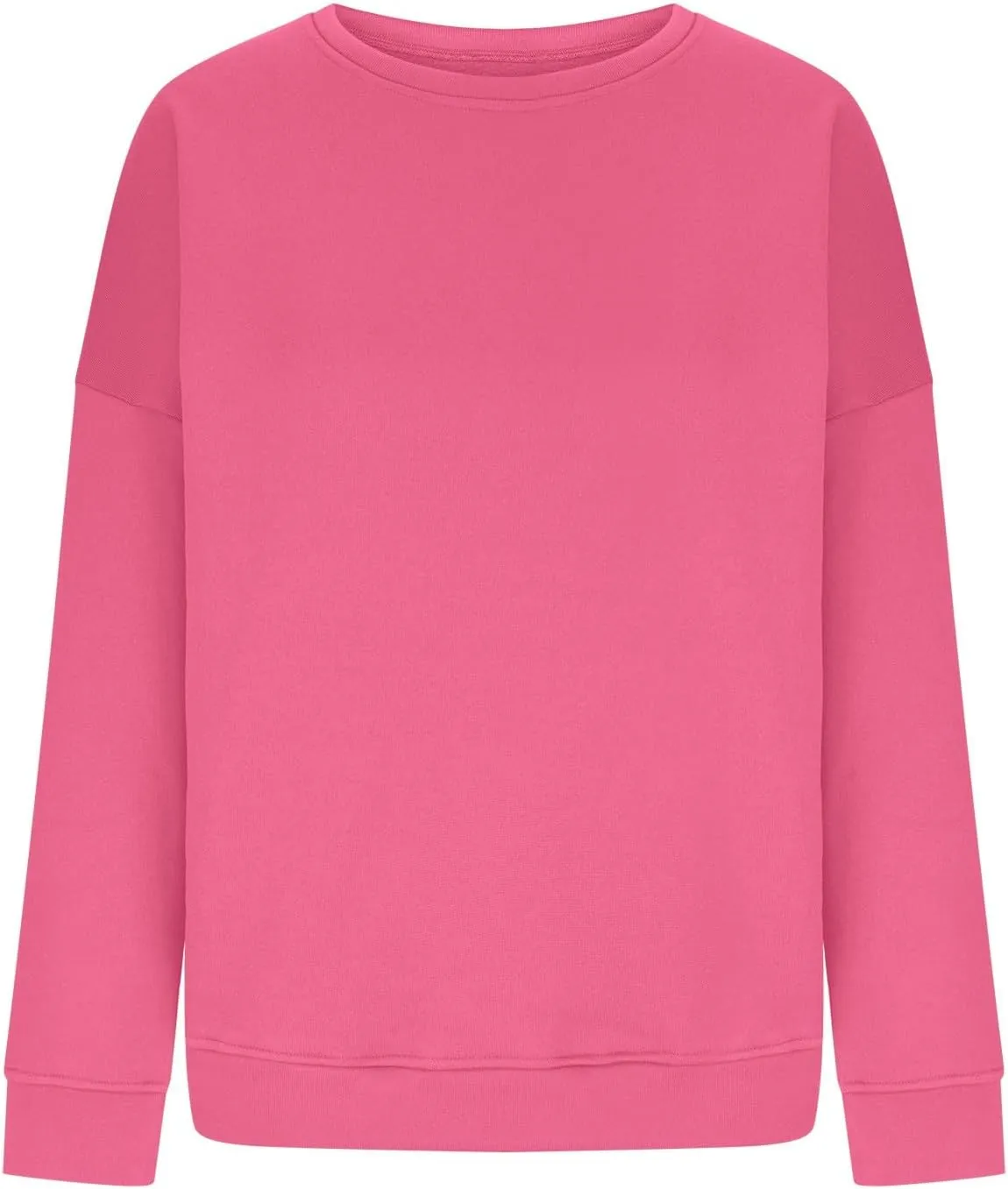 Women Crew Neck Sweatshirts Drop Shoulder Fleece Oversized Sweatshirts Long Sleeve Casual Loose Pullover Cozy Sweater
