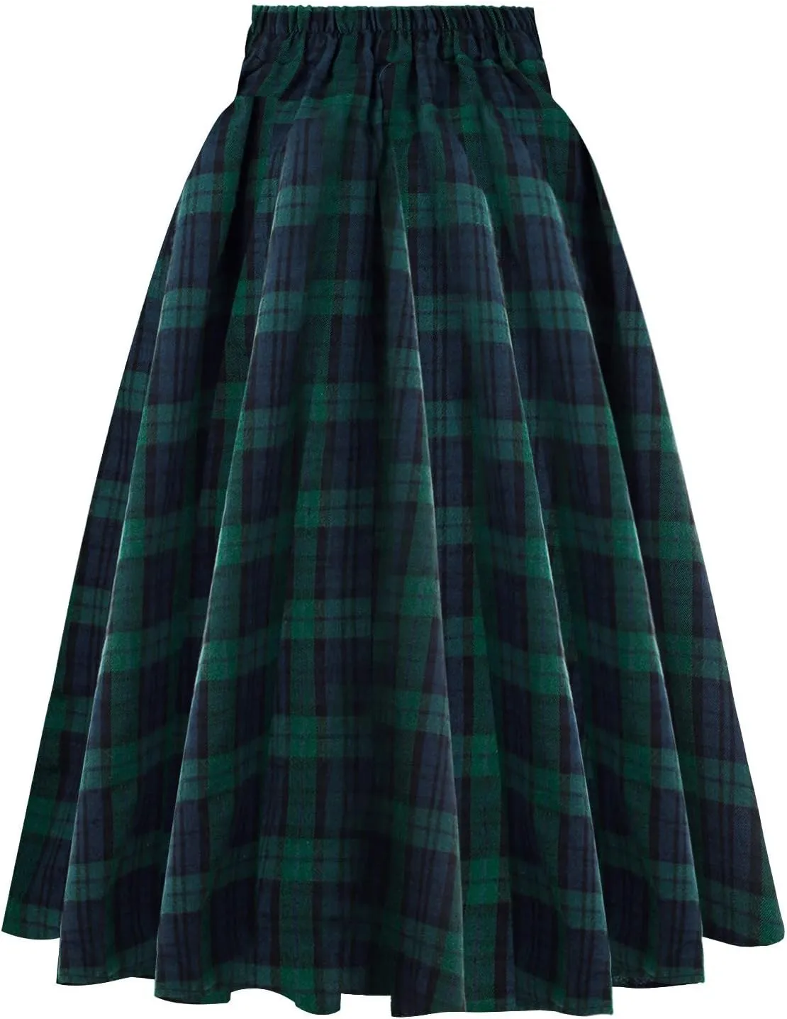 Women Fashion Casual Plaid Skirt Vintage A Line Skirts Vintage Athletic Skirt Plaid High Waist Plus Size Midi Pleated Skirt