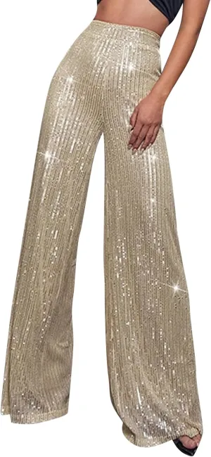 Women Wide Leg Pants 2024 Flowy Elastic Waist Pants Casual Palazzo Pants Baggy Casual Work Pants Spring Outfits