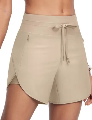Womens 5.5" Swim Shorts High Waisted Board Shorts with Pockets Quick Dry UPF 50  Beach Shorts with Liner