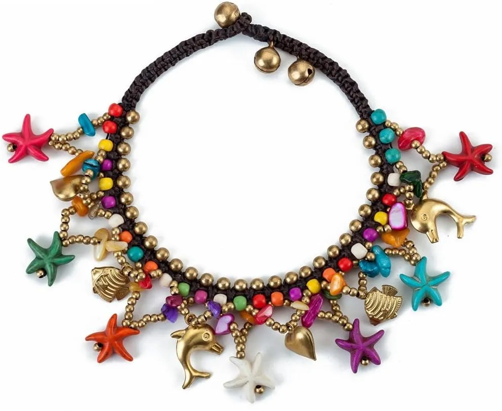 Women's Anklets Bohemian Starfish Charms Beaded Bracelet/Anklet,Multi-Color