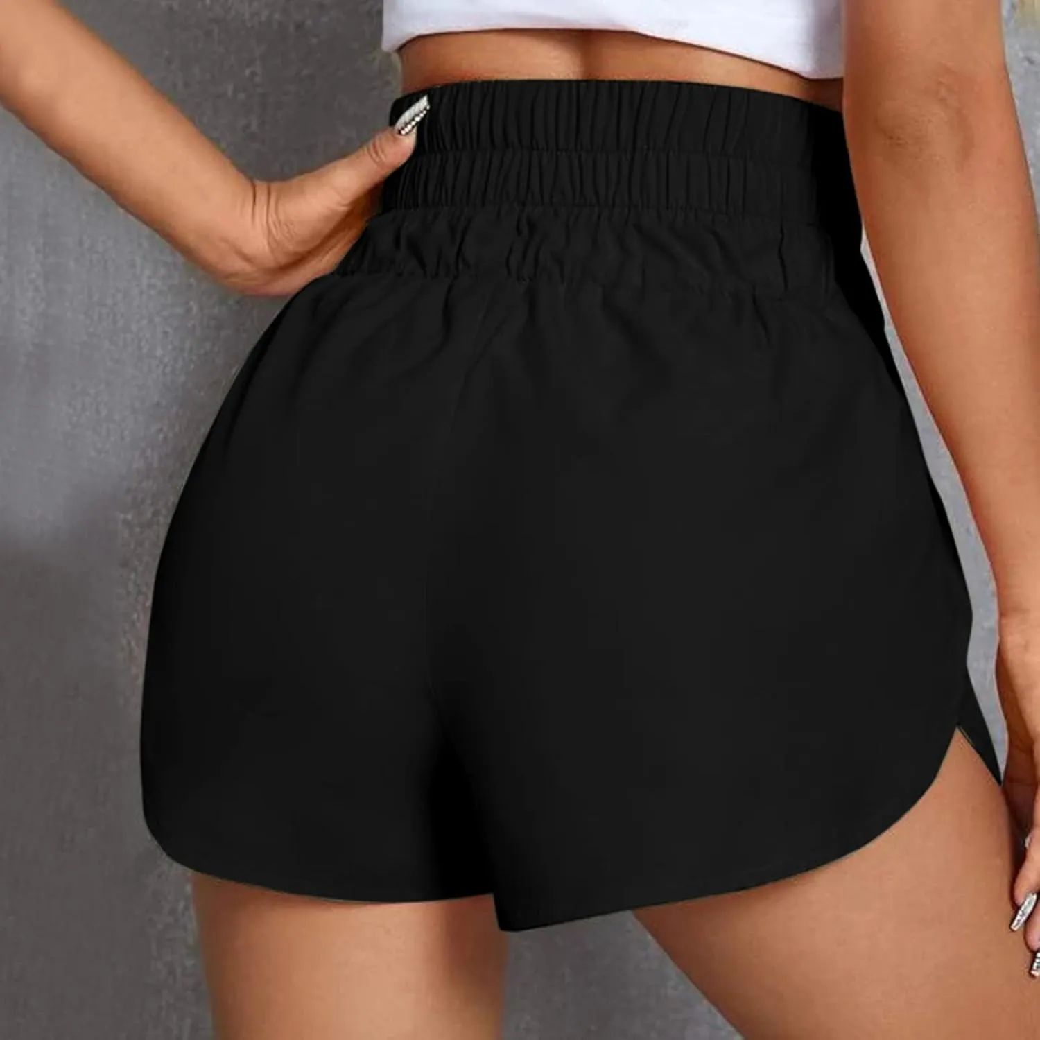 Women's Athletic Shorts High Waisted Running Shorts Lightweight Quick Dry Sporty Short Elastic Workout Shorts