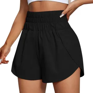 Women's Athletic Shorts High Waisted Running Shorts Lightweight Quick Dry Sporty Short Elastic Workout Shorts