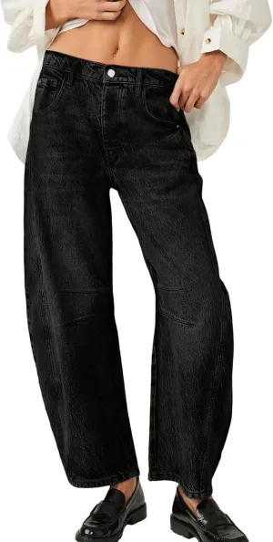 Women's Baggy Denim Pants High Waisted Y2K Wide Leg Oversized Plus Size Boyfriend Cargo Jeans Streetwear Trouser