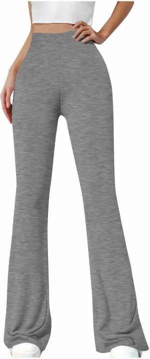 Women's Bootcut Yoga Pants Split Hem Flare Leggings High Waisted Wide Leg Sweatpants Tummy Control Workout Pants