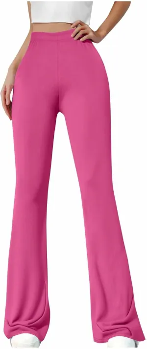 Women's Bootcut Yoga Pants Split Hem Flare Leggings High Waisted Wide Leg Sweatpants Tummy Control Workout Pants