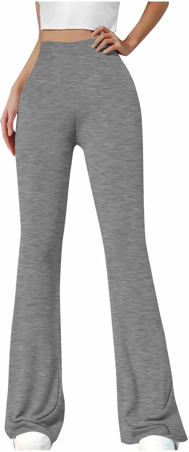 Women's Bootcut Yoga Pants Split Hem Flare Leggings High Waisted Wide Leg Sweatpants Tummy Control Workout Pants