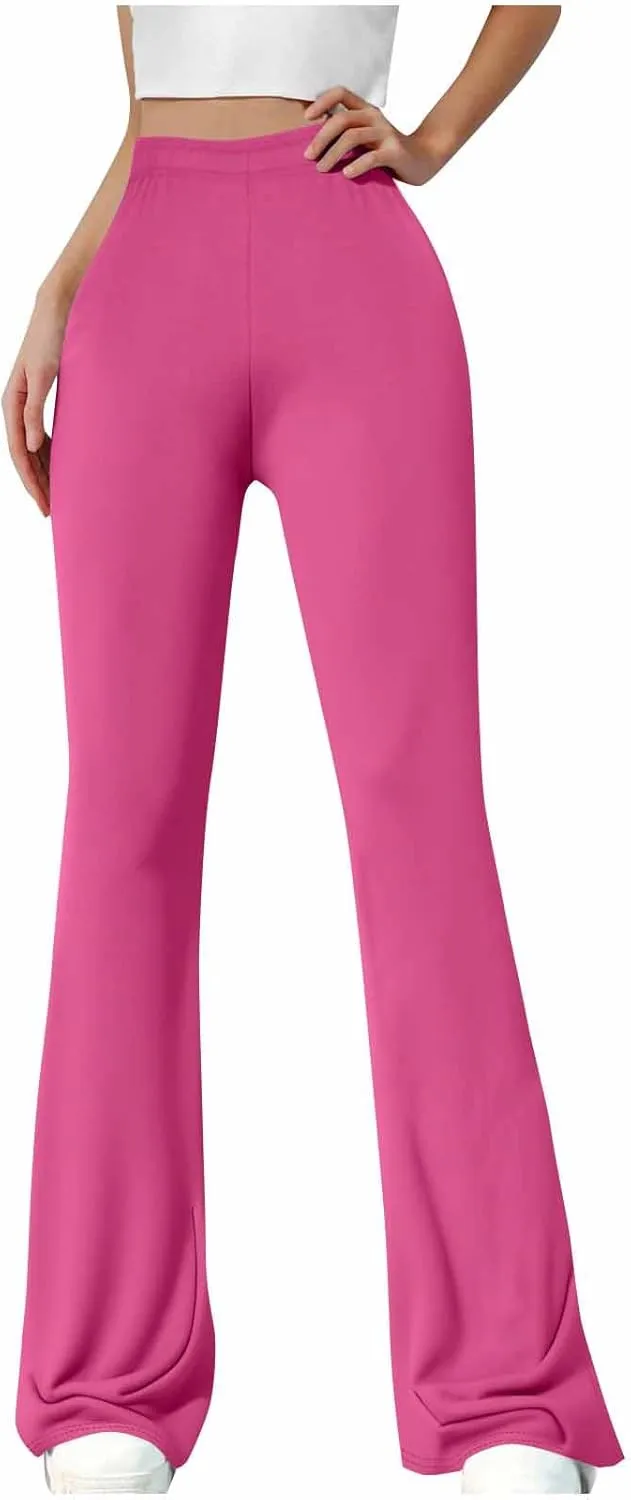 Women's Bootcut Yoga Pants Split Hem Flare Leggings High Waisted Wide Leg Sweatpants Tummy Control Workout Pants