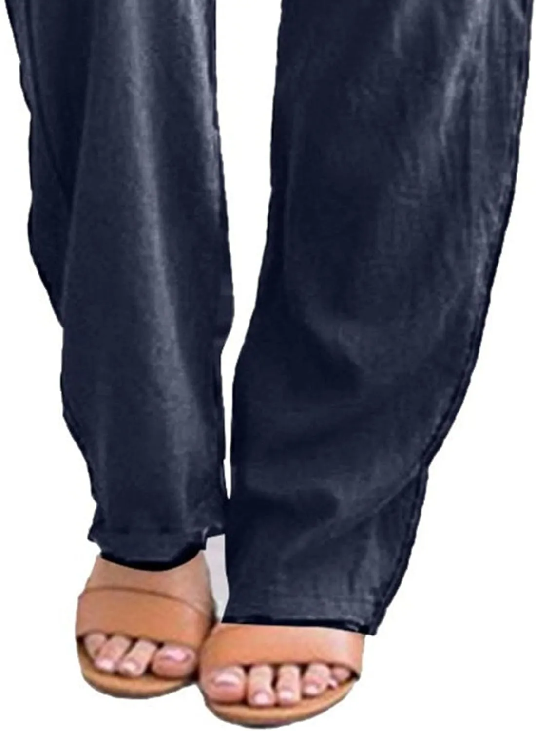 Womens Casual Linen High Waist Pants Drawstring Loose Fit Summer Pants Trousers with Side Pockets 2025 Trendy